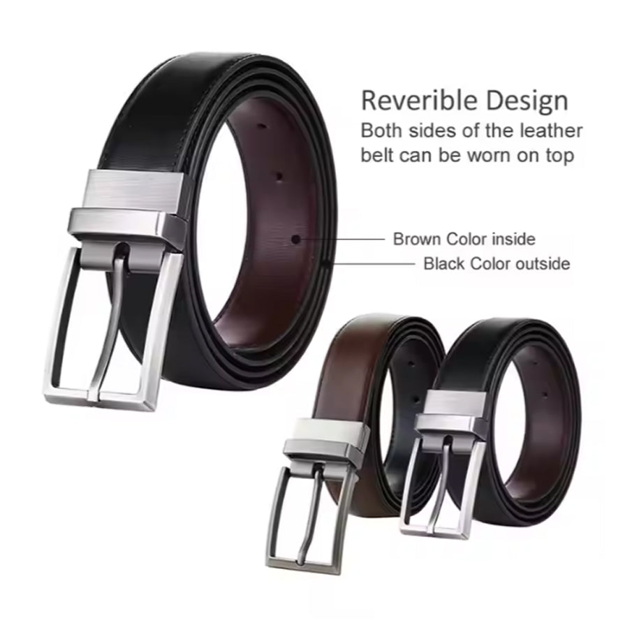 2-in-1 Reversible Leather Belt – Dual-Sided Style for Men
