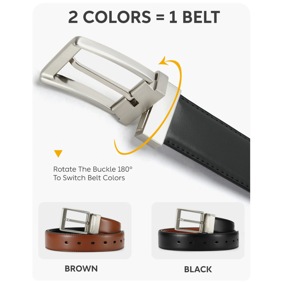 2-in-1 Reversible Leather Belt – Dual-Sided Style for Men