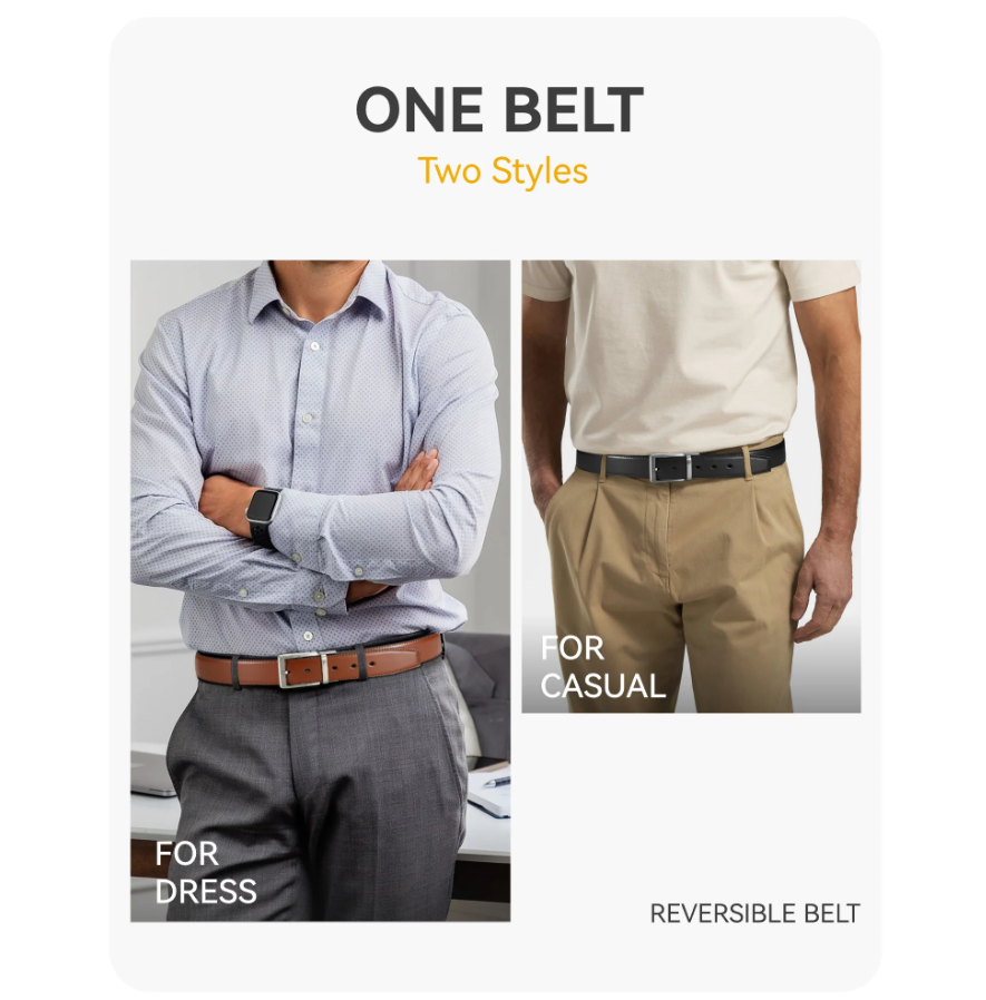 2-in-1 Reversible Leather Belt – Dual-Sided Style for Men