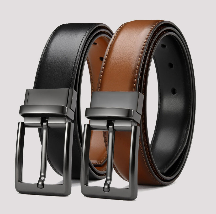 2-in-1 Reversible Leather Belt – Dual-Sided Style for Men