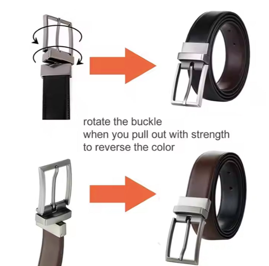 2-in-1 Reversible Leather Belt – Dual-Sided Style for Men